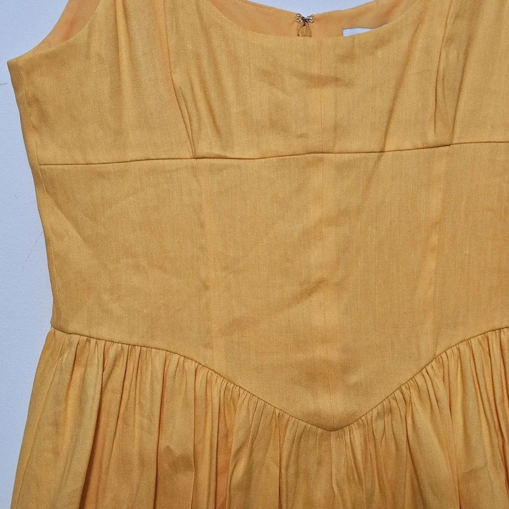 Gianni Bini Dress‎ Size 4 Yellow Linen Blend Mini Shift Sleeveless Lined 226-422